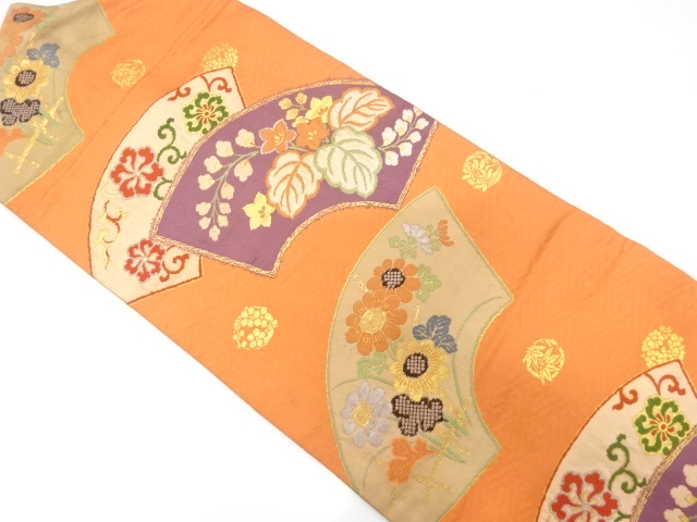 JAPANESE KIMONO / ANTIQUE NAGOYA OBI / SILK / WOVEN KIKU